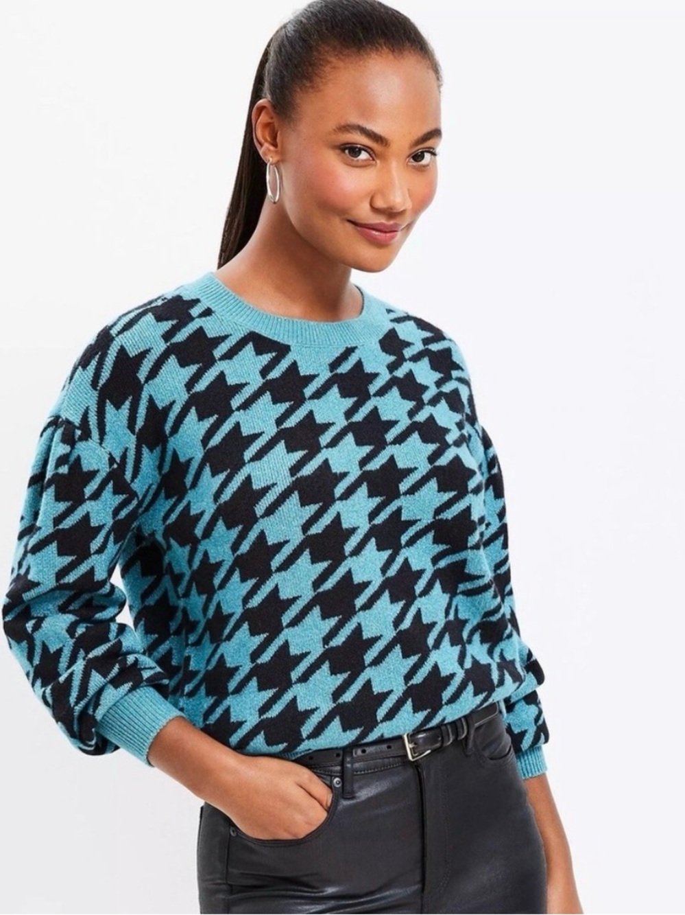 Loft By Ann Taylor Chunky Houndstooth Sweater